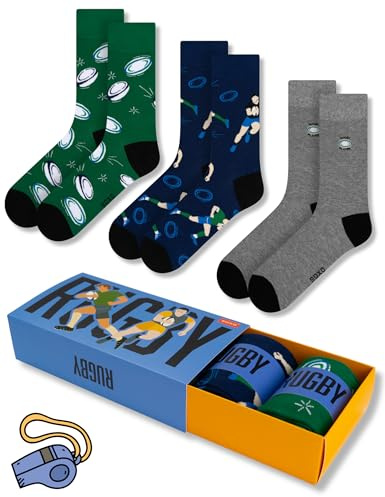 soxo Sport Socken Herren Geschenke Für Männer Lustige Geschenk Sommer Socks Men 3 Paar 40-45 Rugby 3 Paar