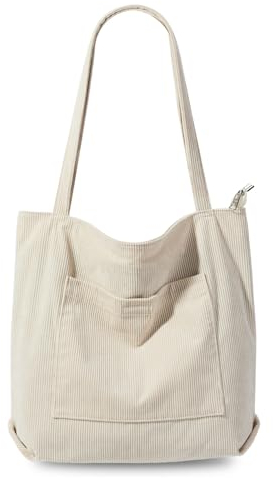 flintronic Damen Handtasche, Umhängetasche Damen, Cord Tasche Damen Umhängetasche, Shopper Schultertaschen, Handtasche Einkaufstasche für Arbeit Reisen Einkaufen Schule Alltag