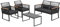 OC Orange-Casual 4 tlg Gartenmöbel Set, Rattan Terassenmöbel für Außenbereich, Rattan Sitzgruppe für 4 Personen, mit Beistelltisch und Kissen,2 Packet insgesamt, für Balkon, Garten, Hinterhof, Schwarz