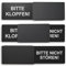Frei/Besetzt-Schild Style: BITTE KLOPFEN/BITTE NICHT STÖREN (schwarz) 175x50mm - Design Made in Germany - Gravierte Buchstaben - Rahmenloses Schild, Metallschieber - 2 Klebepads der Marke 3M