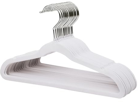ManGotree Perchas de Terciopelo Antideslizantes para Niños con Gancho Giratorio, 35cm para Abrigos, Trajes, Camisas - Ahorradoras de Espacio (Juego de 14, Blanco)