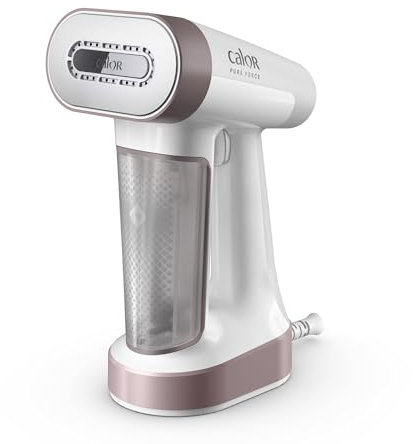 Calor Pure Force 2en1, Défroisseur à main et fer à repasser, Utilisation verticale/horizontale,1800W, 35g/min, Prêt en 25s, Autonomie 12min, DT8720C0, Rose Métallisé/Blanc Neige