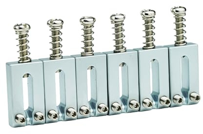Guyker 10.5mm Bridge Saddles, Stainless Steel Bridge Saddles Tremolo System Replacement Part Compatible with Strat ST TL Electric Guitar MA001(Set of 6, Chrome)