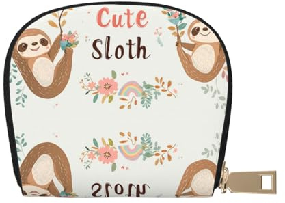 DFJMASFKOL Cute Cartoon Sloth Leather Bag Cute Baby Sloth Wallet Cute Sloth Card Pack New Parents - Pediatrician and Pharmacy Cards 9X11CM