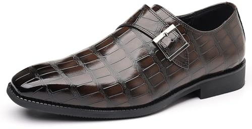 Herr Monkstrap tofflor av PU-läder Oxford formella affärsskor bekväma kostymskor för män