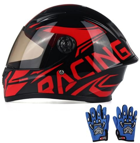 Casco Infantil, Casco De Moto Homologado ECE 22.06, Casco Integral con Visera para Niños Y Niñas De 3 A 10 Años, Casco De Ciclomotor B,XL/(53~54cm)