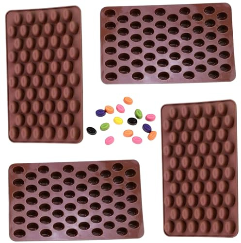 COCINA Moldes para Pastillas 4 Piezas 7x4 55 Cavidades Silicona Mini Granos de Café Moldes para Chocolate Bandeja para Hornear DIY para Trufas, Dulces y Chocolate..