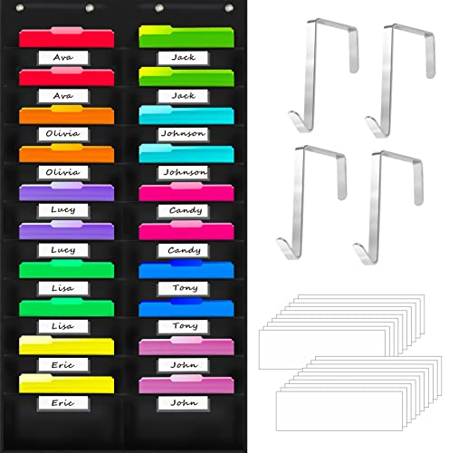 Vantasii Nylon-Aufbewahrungstasche mit 20 Taschen für Namensschilder, Hängemappen-Organizer, 4 Haken und 20 leere Karten, Organisieren Sie Ihre Aufgaben, Dateien, Sammelalben, Papier (72.4cmx 120cm)