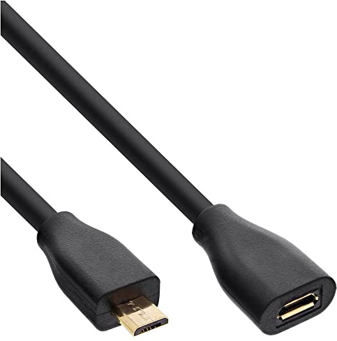 InLine 32730P Micro-USB Verlängerung, USB 2.0 Micro-B Stecker auf Buchse, schwarz, vergoldete Kontakte, 3m