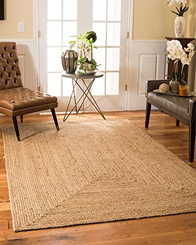 The Home Talk Natural Jute Rug 90 x 150 CM - Handwoven Reversible Indoor Rug for Farmhouse or Rustic Style or Boho - Durable Material Adds Texture and Warmth to Living Room, Bedroom, or Dining