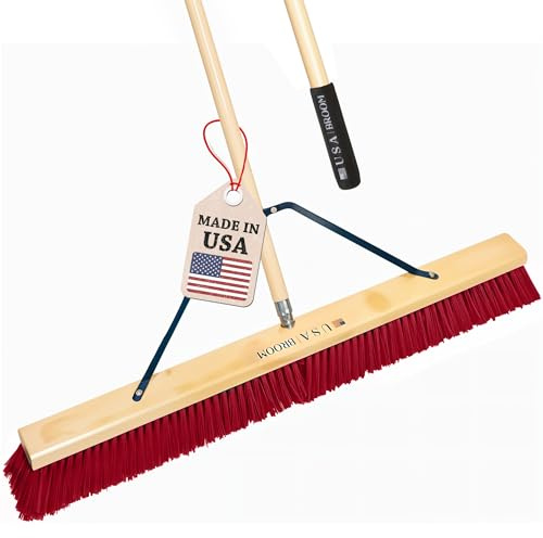 36 Everyday Sweep Indoor/Outdoor Push Broom with 60 Handle. Ideal for Garages & Shops. Durable American Made Steel Brackets-All Stainless Steel Hardware. No Plastic. 100% USA Made