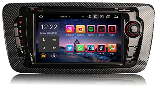 Erisin 7 Zoll 8-Kern 4GB RAM+64GB ROM Android 13 Autoradio Bluetooth mit Navi GPS Für Seat Ibiza Unterstützt Wireless Carplay Android Auto WiFi DAB+ DSP USB RDS OBD2 Canbus DVB-T2 4G FM CD DVD