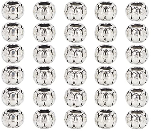30st Skägg Hårpärlor, Retro Legering Stort hål Spacer Skäggpärla Gör-det-själv smycken hänge dekoration för hår Skägg Mustasch Tillbehör