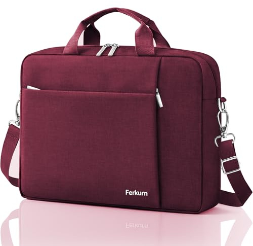 Ferkurn Laptop Bag Case for Women Men, Messenger Briefcase Computer Bag with Shoulder Compatible with Macbook Pro/Air, XPS Latitude, HP Pavilion, ASUS, Acer, Samsung, Red, 17 17.3 Inch