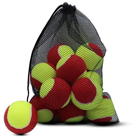 Zhuokece, 12 palline da tennis da allenamento per principianti, beach tennis, allenamento pratica palla da gioco, fornito con borsa in rete per un facile trasporto (rosso)