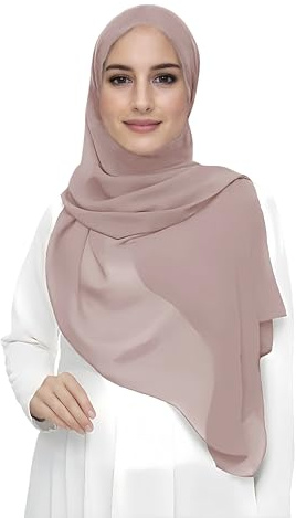 Premium Chiffon Hijab Head Scarf Shawl Wrap for Muslim Women Lightweight (Nude)