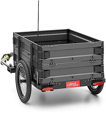 ROLAND Fahrradanhänger Carrie M.e, inkl. Doppelbordwand, Handwagen, für Lasten, E-Bike, mit Deichsel, Kupplung, Aluminium
