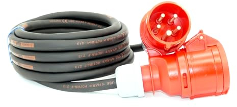 CEE Starkstromkabel (1,5m-50m) 16A Verlängerungskabel Titanex H07RN-F 5x2,5mm² mit PCE Shark Stecker und Kupplung, Business-Line von Event-Kabel (5 Meter)