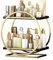 Treesunshine Organizador de maquillaje, cesta de almacenamiento de cosméticos de 2 niveles, organizador de perfume, organizador de cuidado de la piel, organizador de baño para cómoda, dormitorio,