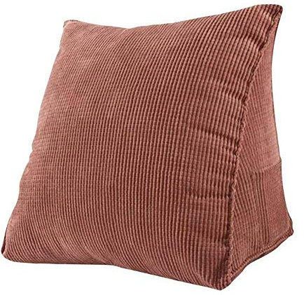 EZOPII Headboard Pillow Wedge Reading Pillow Corduroy Backrest Reading Rest Pillow Bed Soft Reading Pillow Triangle Back Cushion Pillow Sofa Bed Office Chair Rest Back Support Pillow (L, Brown)