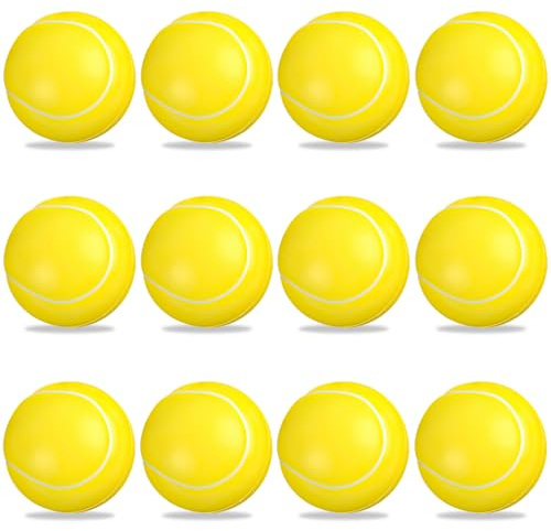 Lotvic Foam Tennis Balls, 12 Pcs Soft Tennis Balls, 6 cm Mini High Bounce Sponge TennisBall for Kids Boys & Girls Indoor Outdoor Sports (12 Pcs)