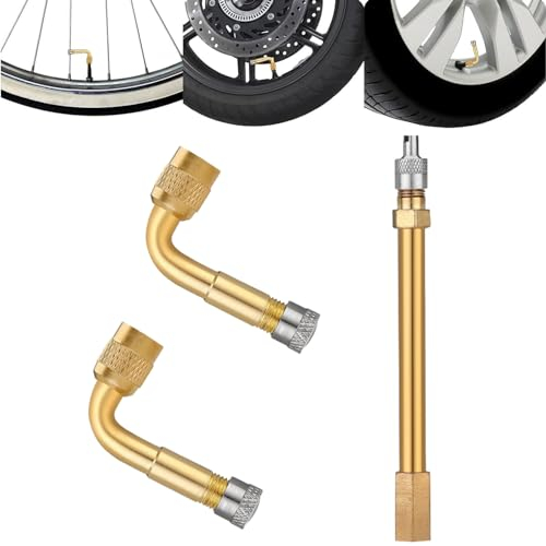 2 Stück 90 Grad Ventilverlängerung, 1 Stück 100mm Reifen Ventilverlängerung,Ventil Verlängerung Kupfer Ventiladapter,Autoventil Reifenventilverlängerung Winkelventil für Auto Motorrad Fahrrad Scooter