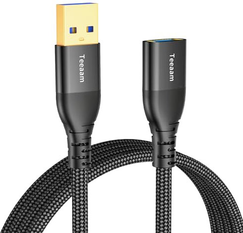 Teeaam USB 3.0 Verlängerung Kabel, 0.4M Verlängerungskabel A Stecker auf A Buchse Verlängerung 5Gbps ultraschnelle Nylon Stoffmantel für Kartenlesegerät,Tastatur, Drucker, Scanner, Kamera