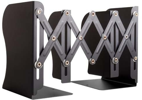 feyiubmen Stilvolle Metall verstellbare Buchstützen von feyiubmen, Die spannweite beträgt 10 bis 50cm, 2 Modelle, Schwarz und weiß, Für bibliothek, bibliothek und Schule (Schwarz)