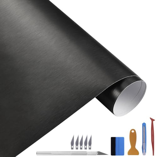 NewL 100 cm x 300 cm svart borstat rostfritt stål metallisk vinylfolie matt krom bil omslagsfolie dekal