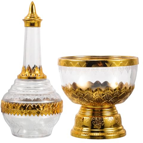DECHOUS Holy Water Bottle Glass Buddhist Offering Water Drip Bottle and Cup for Home Blessings and Ceremonial