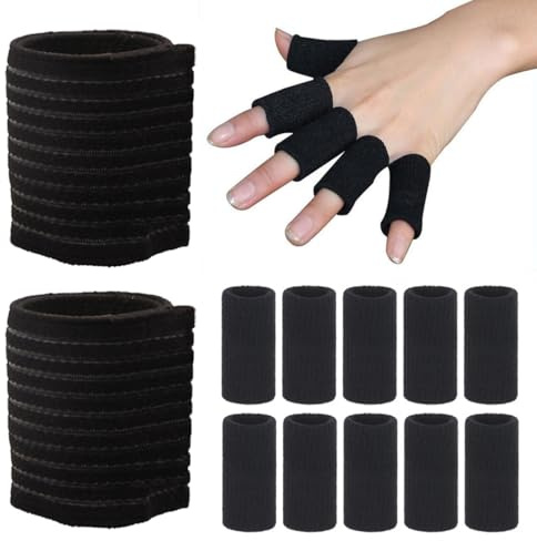 BCHKO 10 PCS Protectores de Dedos y 1 Par de Muñequeras Deportivas, Soporte de Férula para Dedos Compresión Elástica Protección Deportiva