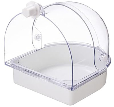 Yulokdwi Bain pour Perruche, Baignoire Douche Mangeoire Transparente, Bain pour Oiseaux avec Protection Anti-éclaboussures pour Perruches, pour Nidification Intérieur Calopsitte, Conure, Canari,