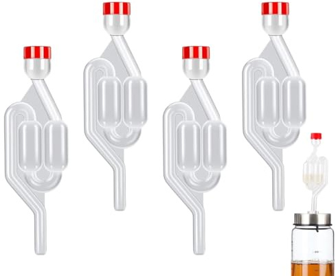 Chenivesss 4 Pieces Fermentation Tubes Without Plugs, S-shaped Plastic Fermentation Lock, Airlock for Beer Brewing, Wine Making, Sauerkraut, Kimchi, Kombucha, Fermentation Accessories