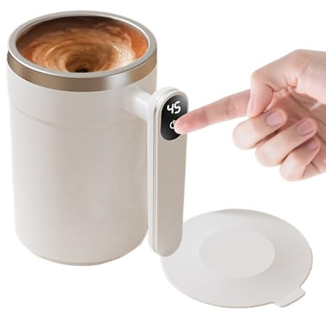 Bicchiere con agitazione automatica: USB Elettrico In Acciaio Inossidabile, Ricaricabile Con Termografo LCD Integrato, Bicchiere Miscelatore Elettrico | Autoagitante Per Clima Freddo, Picnic, Tè