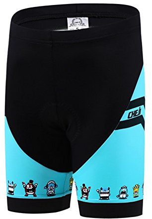 SXSHUN Maillot de Cyclisme Enfant Garçon Fille T-Shirt à Manches Courtes Maillot de Cuissard avec 3D Coussin de Siège Sport Shorts Vélo Vêtements, Bleu Shorts, 3-4 Ans