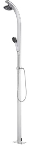 LoogCape Trädgårdsdusch 215 cm aluminium väderbeständig med huvud- och handdusch för pool, trädgård, utomhus, snabb dusch, vattenvård och rengöring
