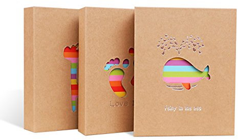 Zhi Jin Hollow Kraft Photo Album Slip In Hold 100 Pockets 8x6 inch Picture Anniversary Albums Memory Collection Gift, Giraffe