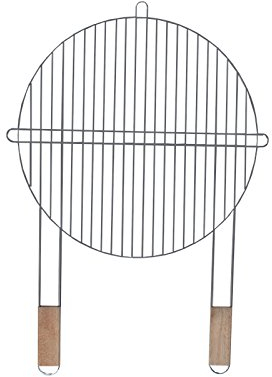Grille de barbecue ronde de 46 cm avec 2 poignées en bois en acier chromé Grille de rechange