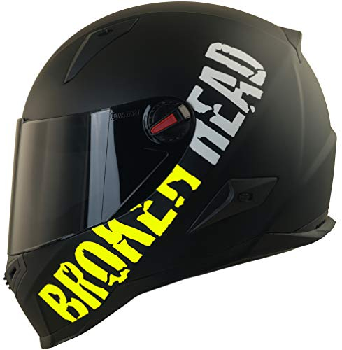 Broken Head BeProud Neon Gelb Ltd. - Motorradhelm Mit 2 Visieren (Schwarzes Visier + Klares Visier) Integralhelm Mattschwarz-Gelb - Größe S (55-56 cm)