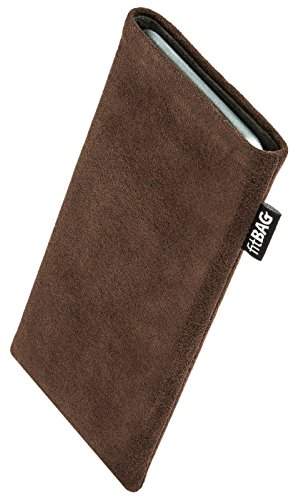 fitBAG Klassisk brun mobilväska för Apple iPhone 12 Pro Max/iPhone 13 Pro Max väska av original Alcantara med mikrofiberfoder | Fodral med rengöringsfunktion | Tillverkad i Tyskland