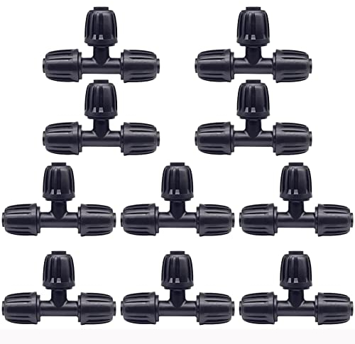 Hydrogarden Lot de 10 T-Joint 13mm 1/2, Plastique Connecteurs 3 Voies D'arrosage Adaptateur Robinet Arrosage Accessoires