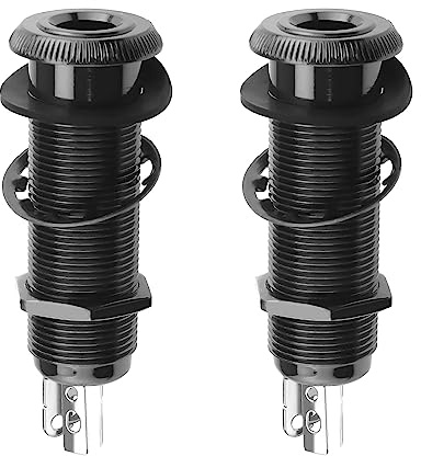 Create idea 2Pcs 6.35mm Stereo Barrel Jack Socket with 4 Pin Guitar Bass 1/4 Barrel Jack Cylinder Input Output Jacks Guitar Accessories Copper Black