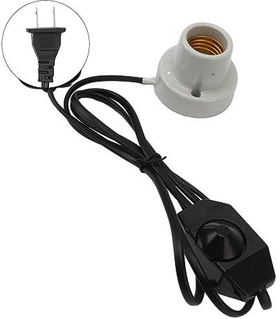 Reptile Ceramic Heat Lamp Holder, E27 Socket for Lizard Tortoise, Heat Light Switch, Universal Use (US Plug 120V)