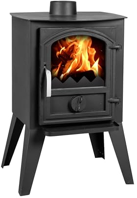 7,7 kW Holzofen Verso 1 LL - Stahlofen mit Gusseisen-Tür - Kleiner Kaminofen