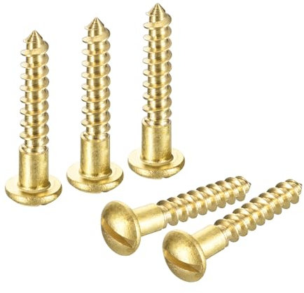 QUARKZMAN Tornillos de Madera M3 x 20mm Cabeza Redonda Ranurada Latón Tornillo Autorroscante para Trabajos de Carpintería 60 Unidades
