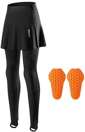 WOSAWE Pantalones de motocicleta para mujer, transpirables, 2 en 1, plisados, con certificación CE, rodilleras extraíbles, pantalones protectores, Con rodilleras, L