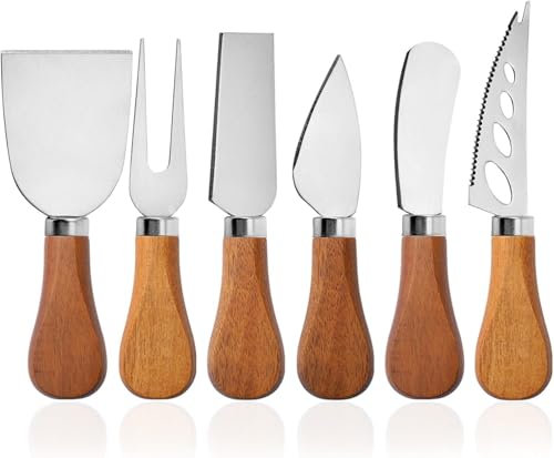 YUANQIAN Charcuterie Board Accessories Spreader Knife Set Cheese Butter with Wooden Handles Mini Serving Tongs Spoons Forks Toothpick Flags for Party Wedding Christmas (SDE-5)