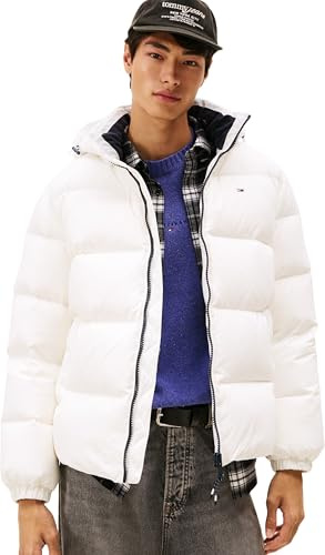 Tommy Jeans Cazadora acolchada Hombre Essential Down Jacket cálida, Blanco (Ecru), L