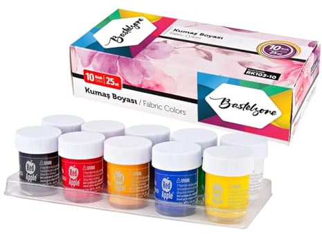 Stoffmalfarben-Set – Lebendige, hochpigmentierte Textilfarben – Waschmaschinenfeste Farben für T-Shirts, Baumwolle & Stoffe (10 Farben x 25ml)