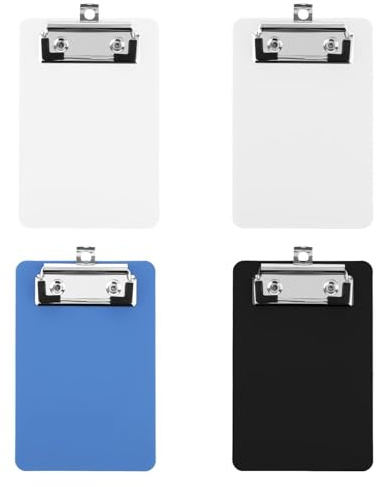 4 Piezas Portapapeles de Plástico, Portapapeles, Soporte para Bloc de Notas, Bloc de Notas de 15 x 10 cm, Portapapeles Portátil para Blocs de Notas, Recibos, Listas de Bolsillo (Cuatro Colores)